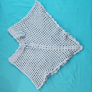Hand Crafted Crochet Knit Shawl with Flower